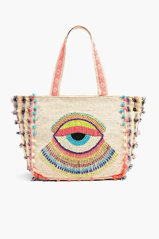 AB21-189 Hand Beaded Lazy Daze Evil Eye Tote