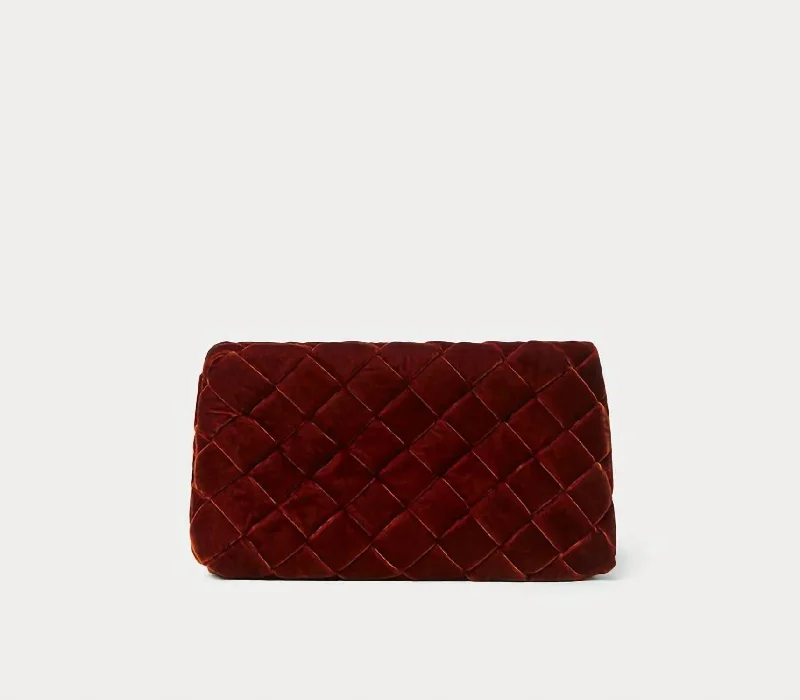 Aviva Woven Puff Clutch In Sienna