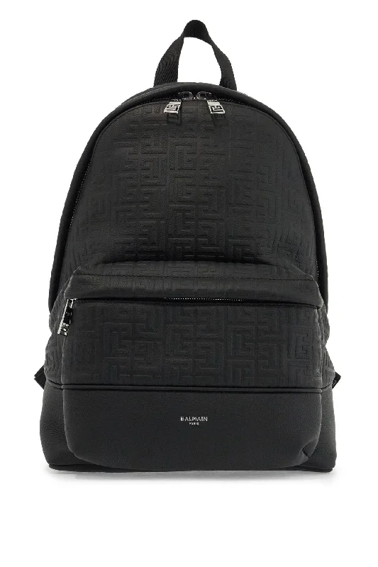 Balmain Embossed Leather Backpack