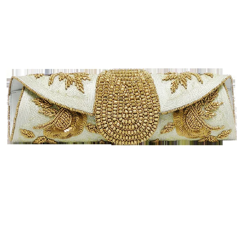 Beaded Sequin Clutch - Er-1250452 in Silver/Gold