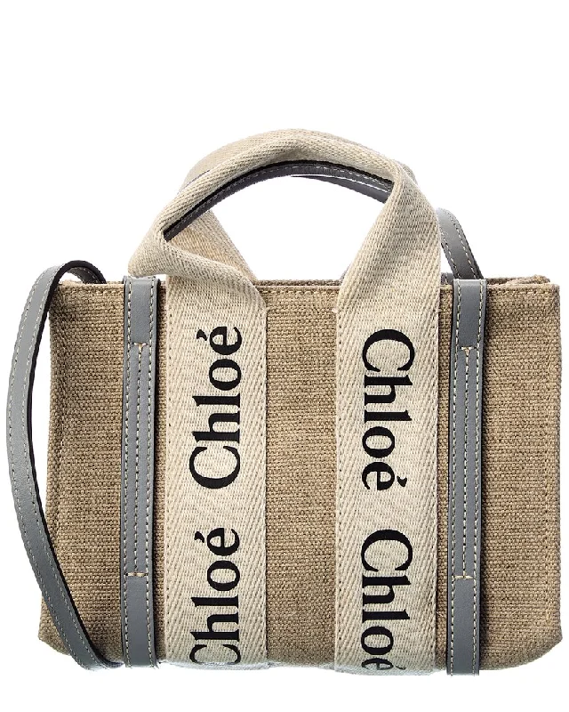 Chloé Woody Mini Canvas & Leather Tote