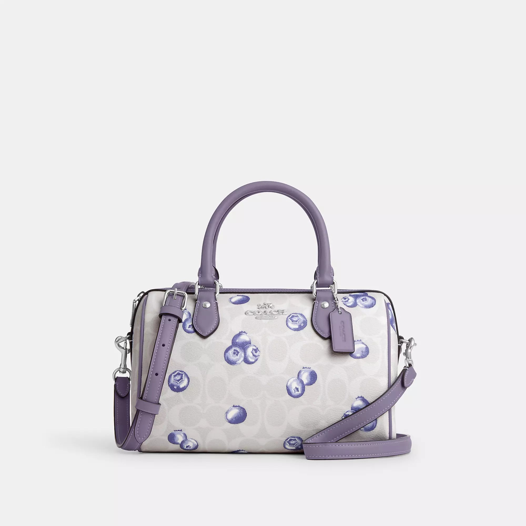 Coach Outlet Rowan Satchel Bag In Signature Canvas With Blueberry Print