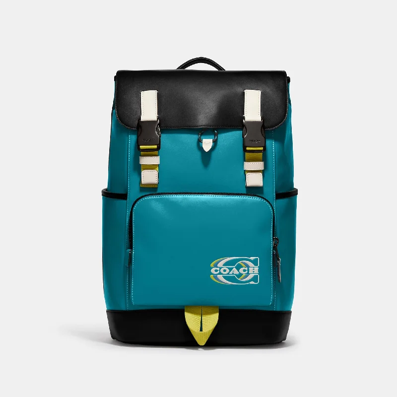 Coach Outlet Track Backpack In Colorblock With Coach Stamp