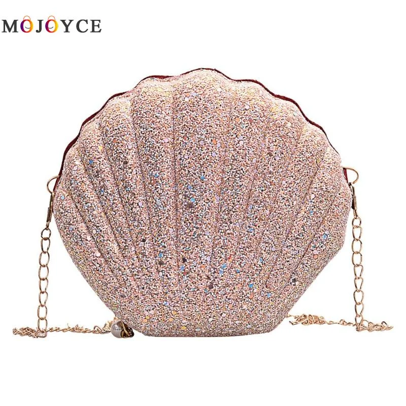 Cute Sequins Small Shell Bag Shoulder Handbags Phone Money Pouch Chain Crossbody Bags for Women