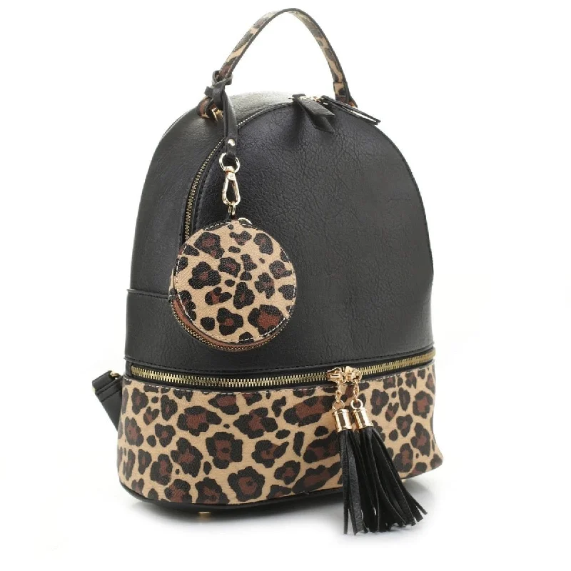 DS96255LR Leopard Print Blocking Dome Backpack w/ Earbud Case