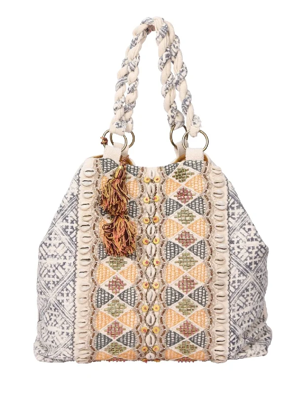 DRA104 Brenda Beaded Tote with Seashells