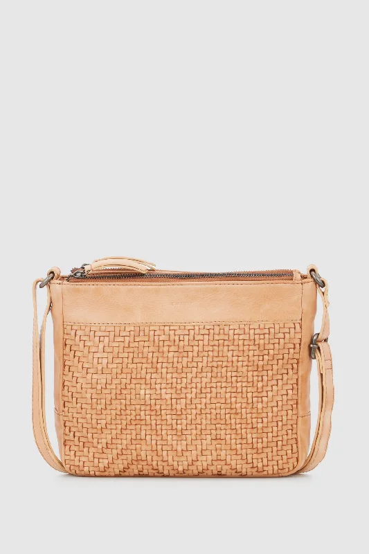 Capri Leather Weave Crossbody Bag