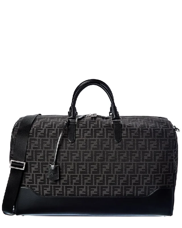 FENDI Large FF Jacquard & Leather Duffel Bag