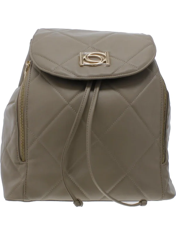 Gio Womens Faux Leather Quilted Backpack