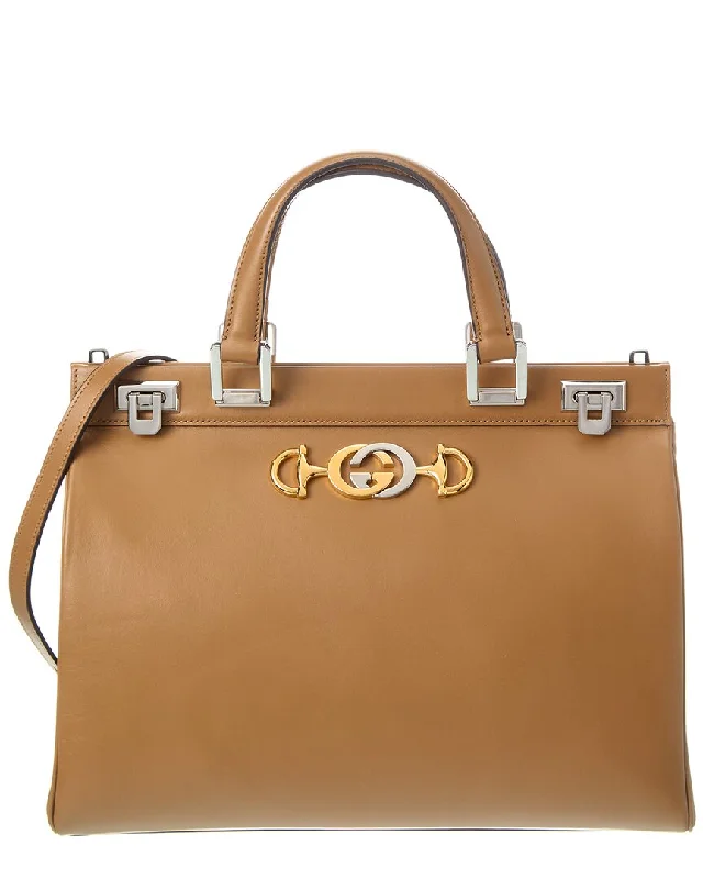 Gucci Zumi Medium Leather Top Handle Tote