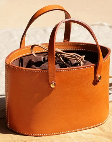 Handmade Leather bucket bag shopper bag for women leather handbag