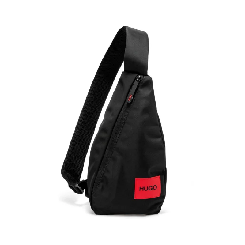 HUGO BOSS - Recycled Fabric Mono Strap Backpack With Red Logo Label