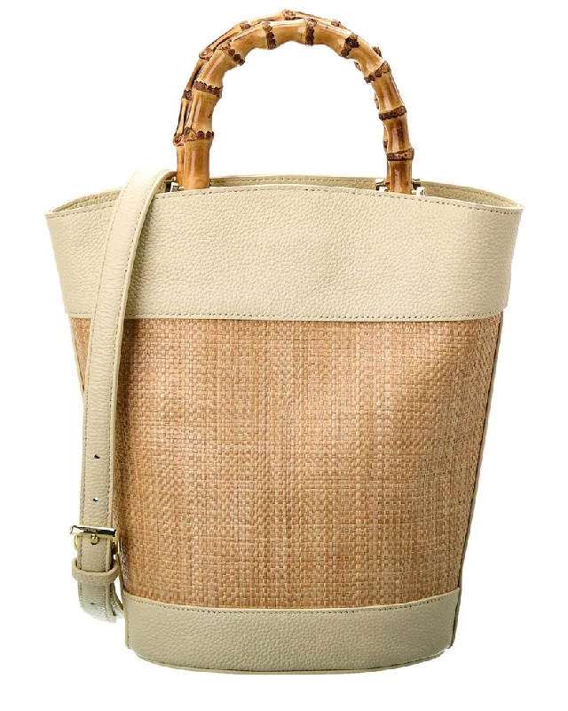 J.McLaughlin Baccara Straw & Leather Bucket Bag