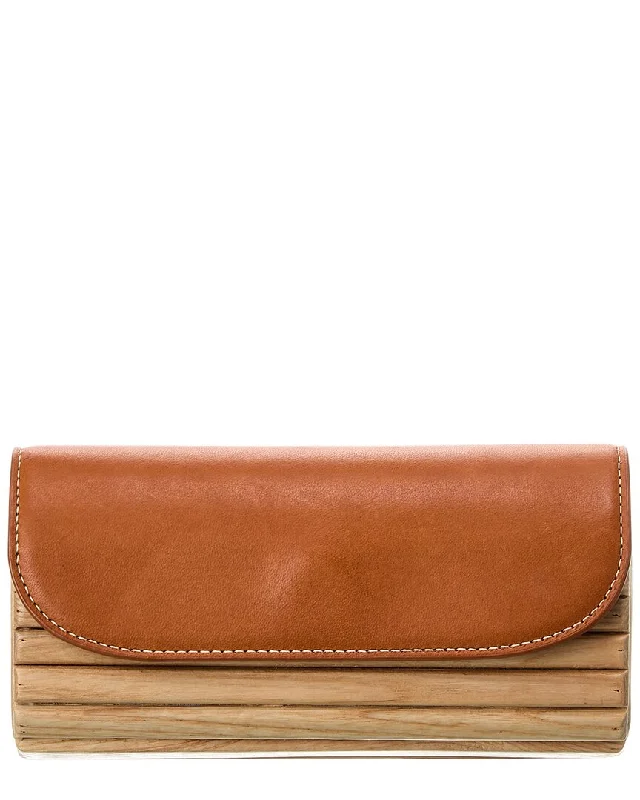 J.McLaughlin Colette Leather & Straw Clutch