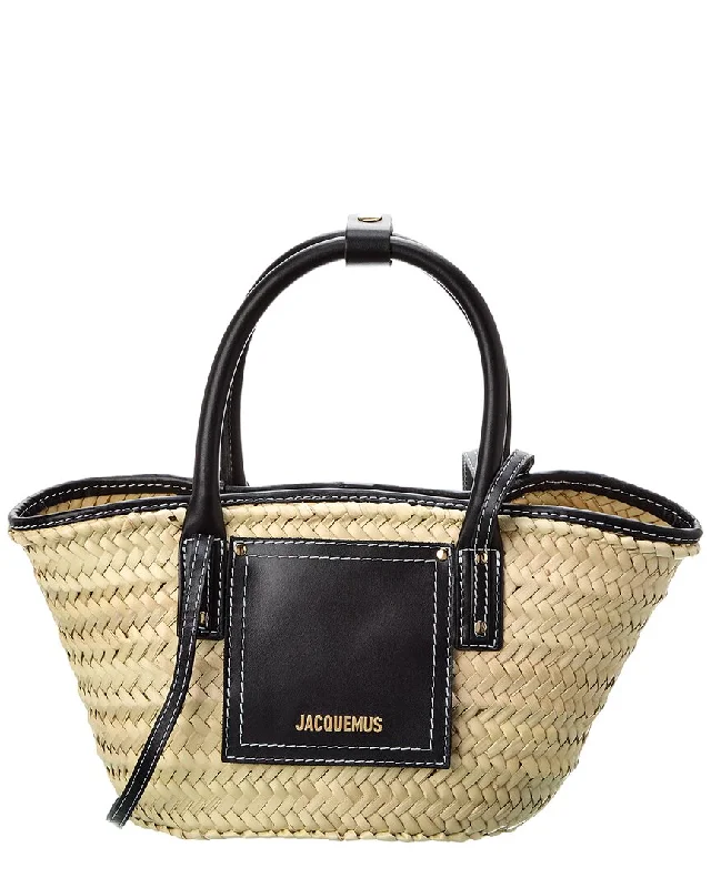 Jacquemus Le Petit Panier Soli Straw & Leather Tote