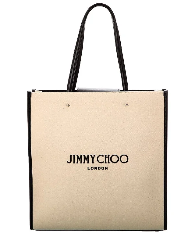 Jimmy Choo N/S Large Canvas & Leather Tote