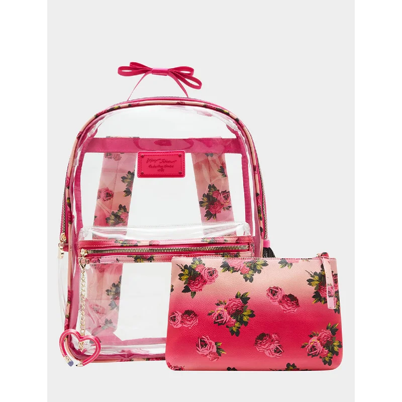 Large Clear Backpack Floral Print