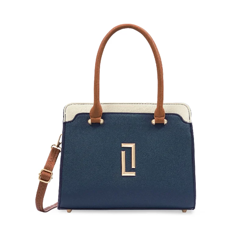 Lavie Luxe Ameen 3C Navy Medium Women's Satchel