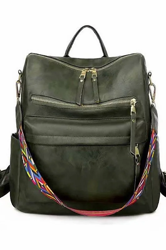 Margaret Convertible Strap Backpack In Green