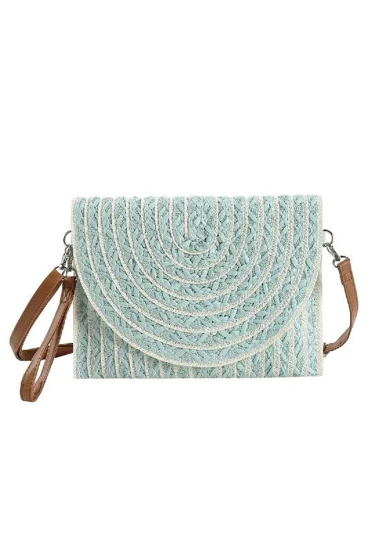 MB0215 Georgia Striped Straw Crossbody/Clutch