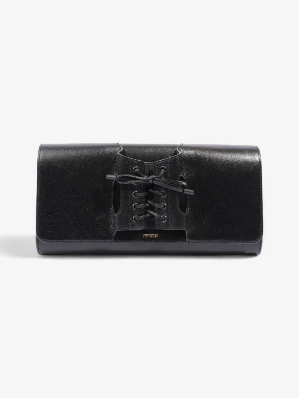 Perrin Paris Corset Flapover  Leather Clutches & Evening Bags