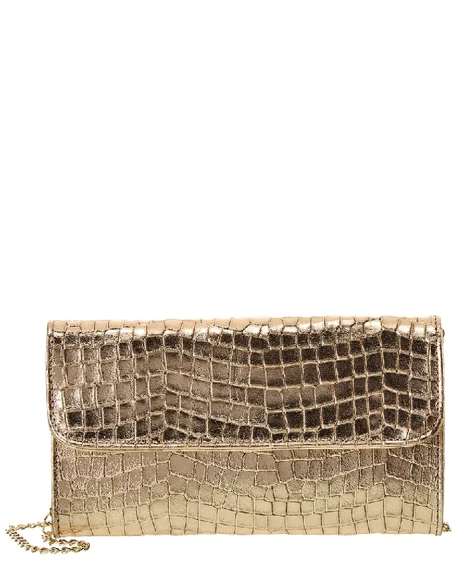 Persaman New York Adahlia Croc-Embossed Leather Clutch