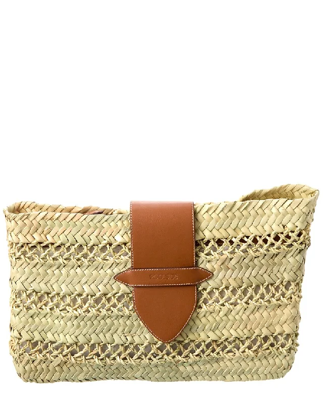 POOLSIDE The Cannes Straw Clutch, Brown