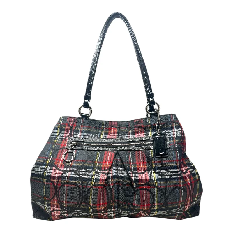 Poppy Tartan Tote Designer By Coach, Size: Large