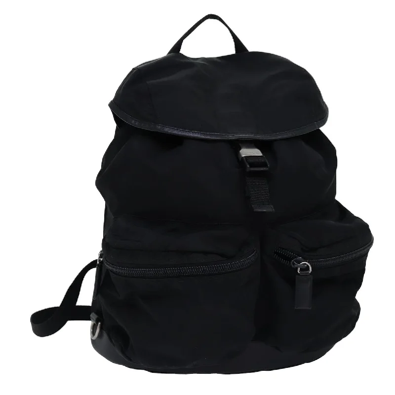 Prada Backpack Nylon Black Auth 76576