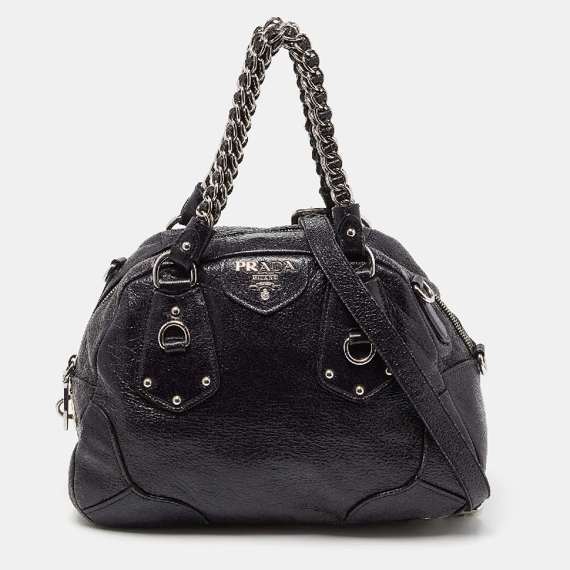 Prada Cervo Leather Chain Satchel