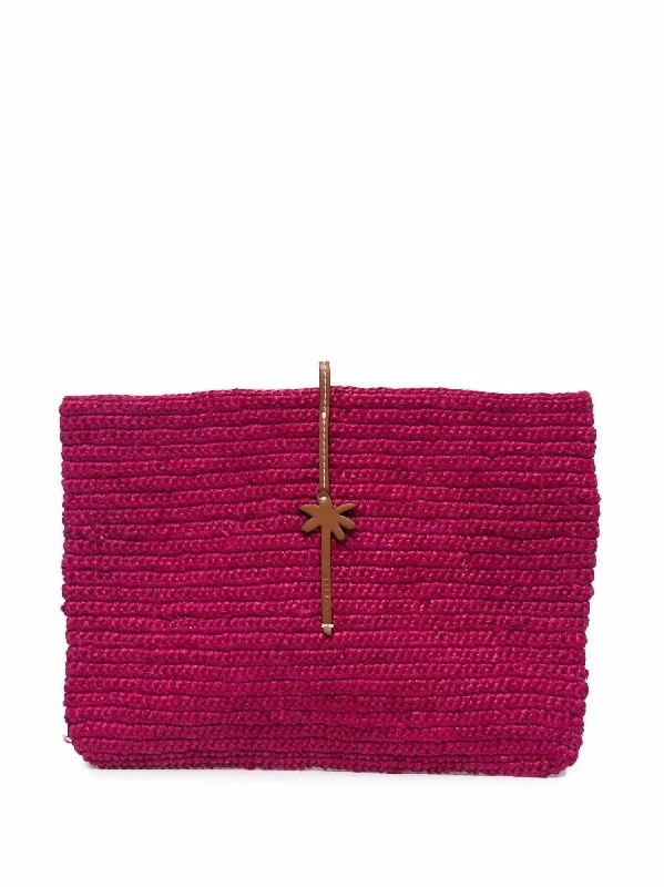 Raffia Clutch in Fuchsia