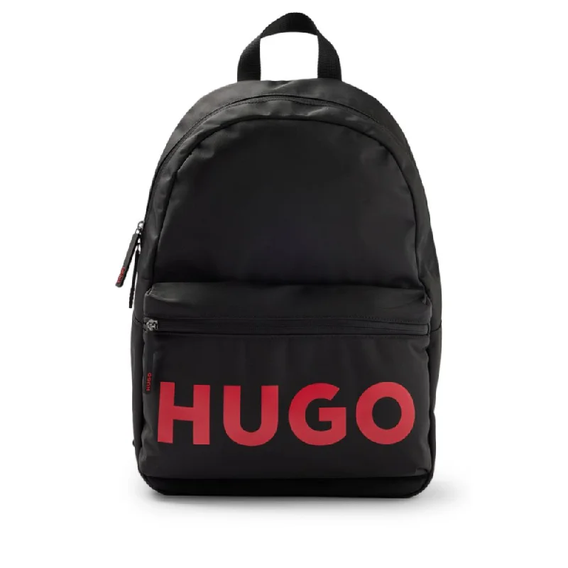 Recycled-material backpack in matte effect with logo print