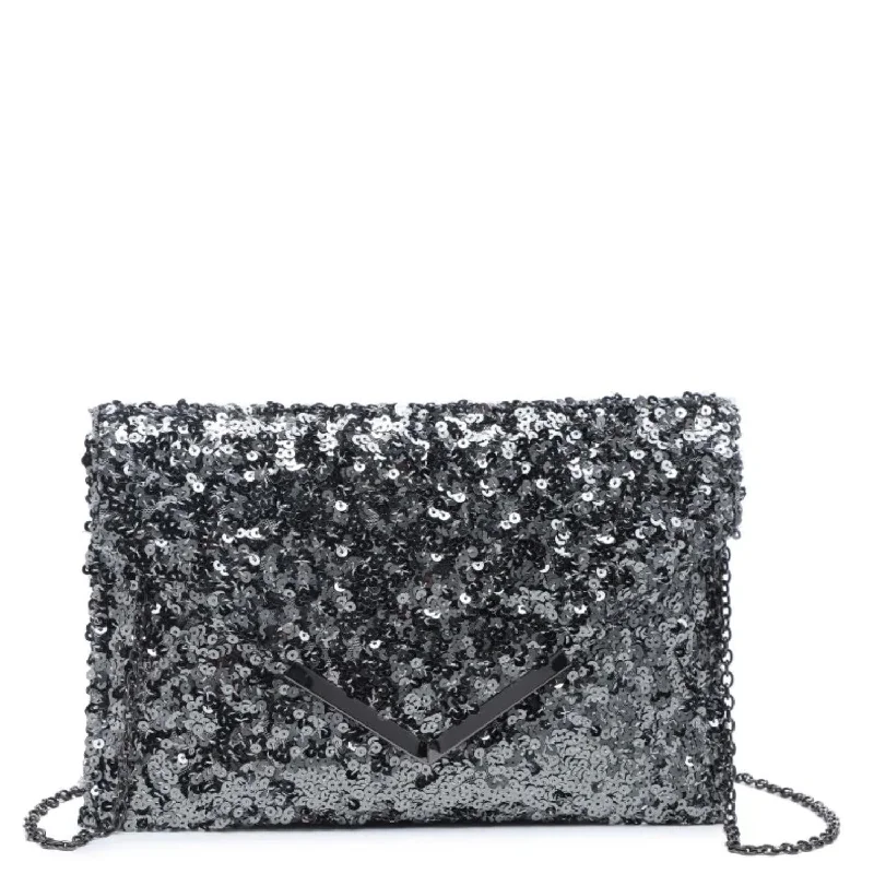 Rizza Sequin Clutch Bag in Pewter