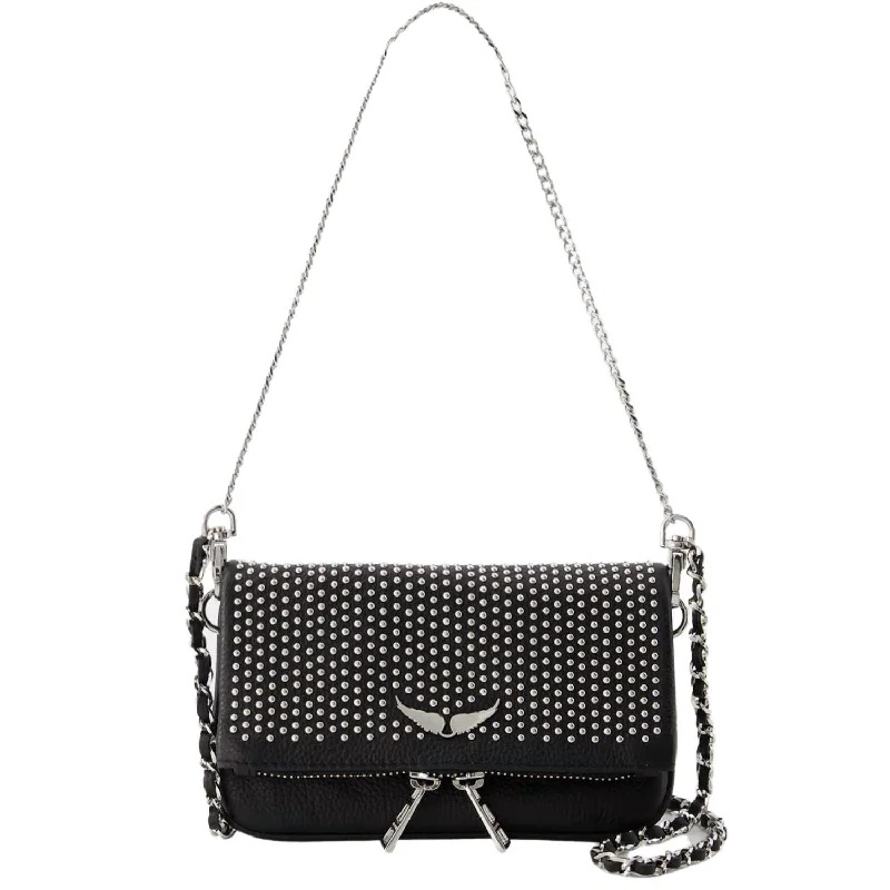 Rock Nano Dotted Swiss Clutch In Noir