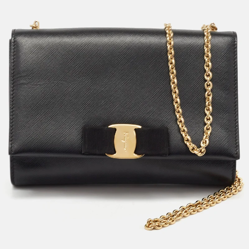 Salvatore Ferragamo  Leather Vara Bow Chain Clutch