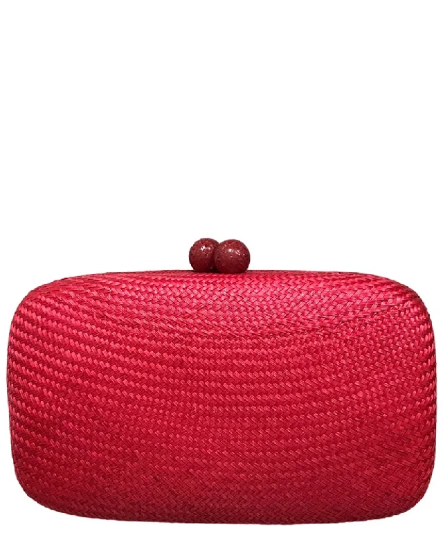 SERPUI Rose Bun Straw Clutch