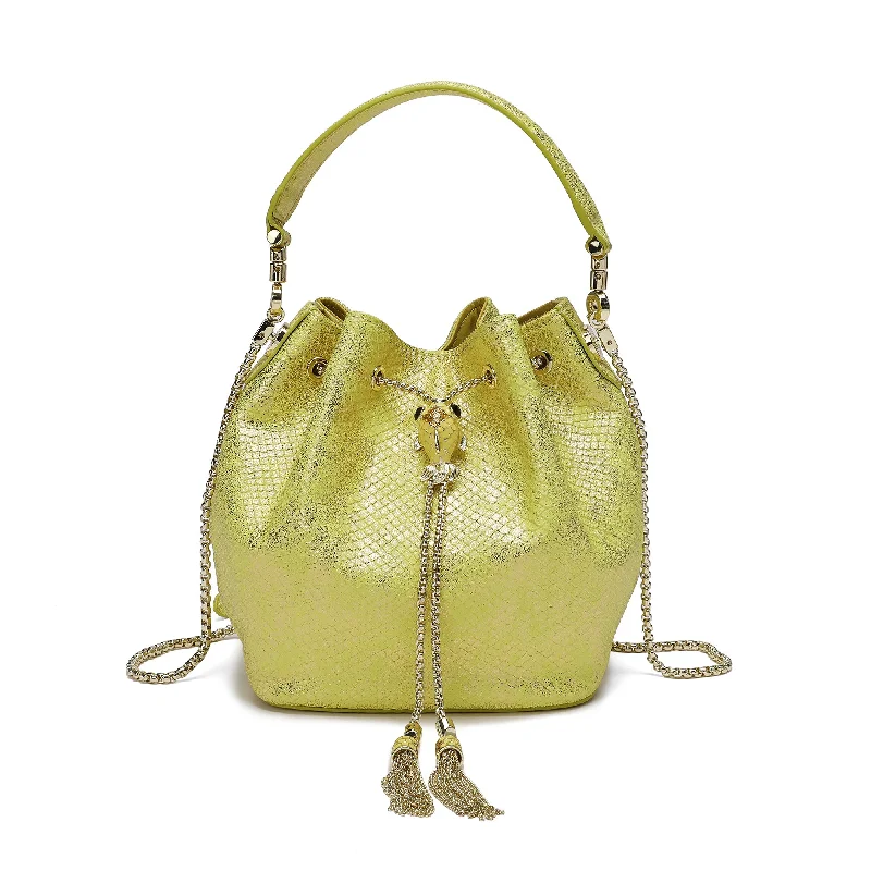 Tiffany & Fred Snake Pattern Leather Drawstring/ Shoulder Bag