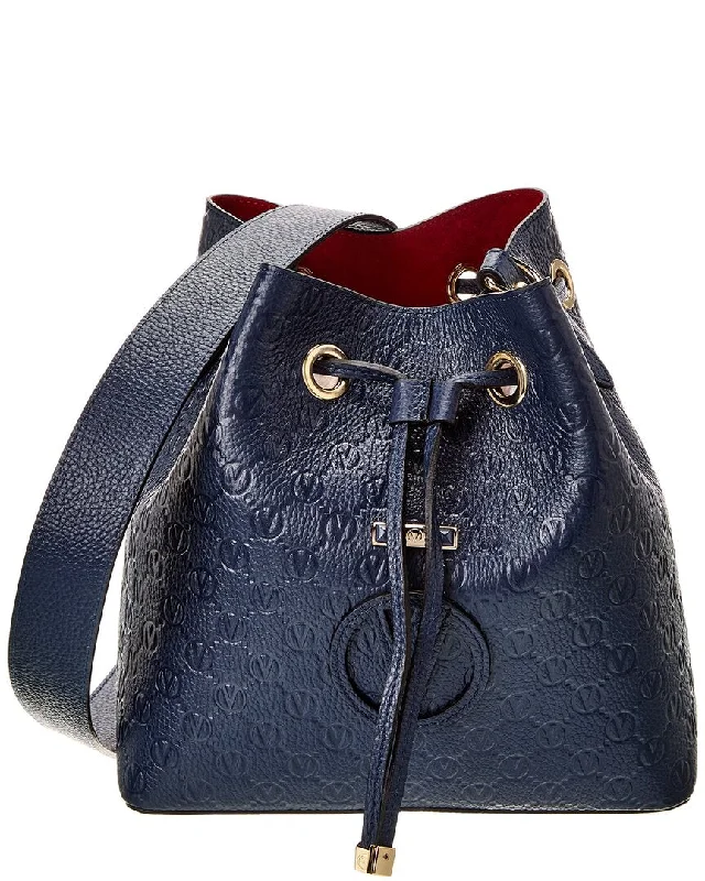 Valentino by Mario Valentino Karl Medallion Leather Bucket Bag