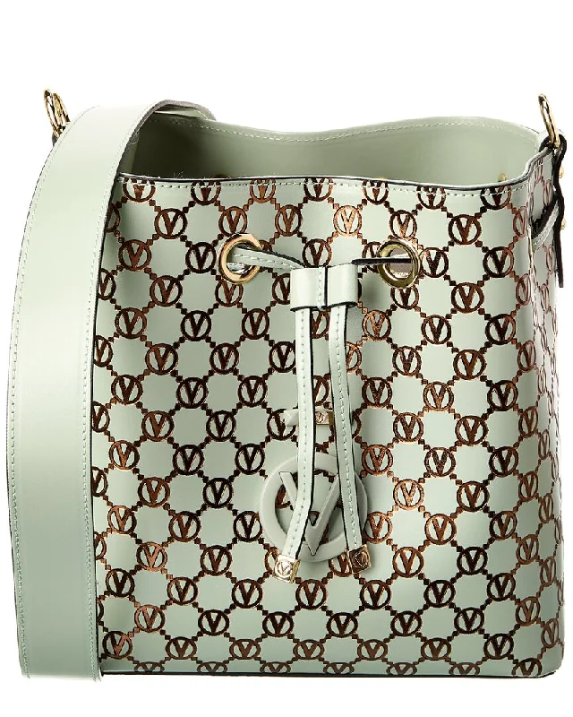 Valentino by Mario Valentino Karl Monogram Leather Bucket Bag