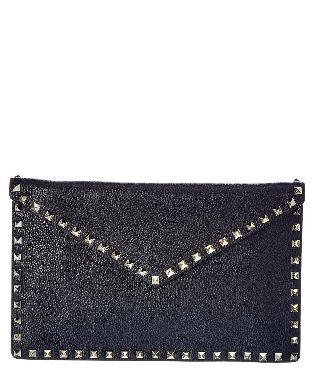 Valentino Rockstud Grainy Leather Pouch