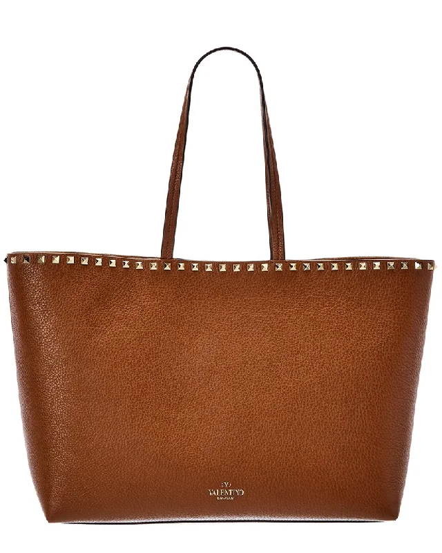 Valentino Rockstud Large Grainy Leather Shopper Tote