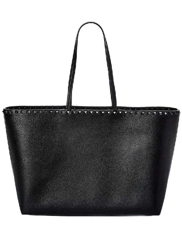 Valentino Rockstud Large Grainy Leather Shopper Tote