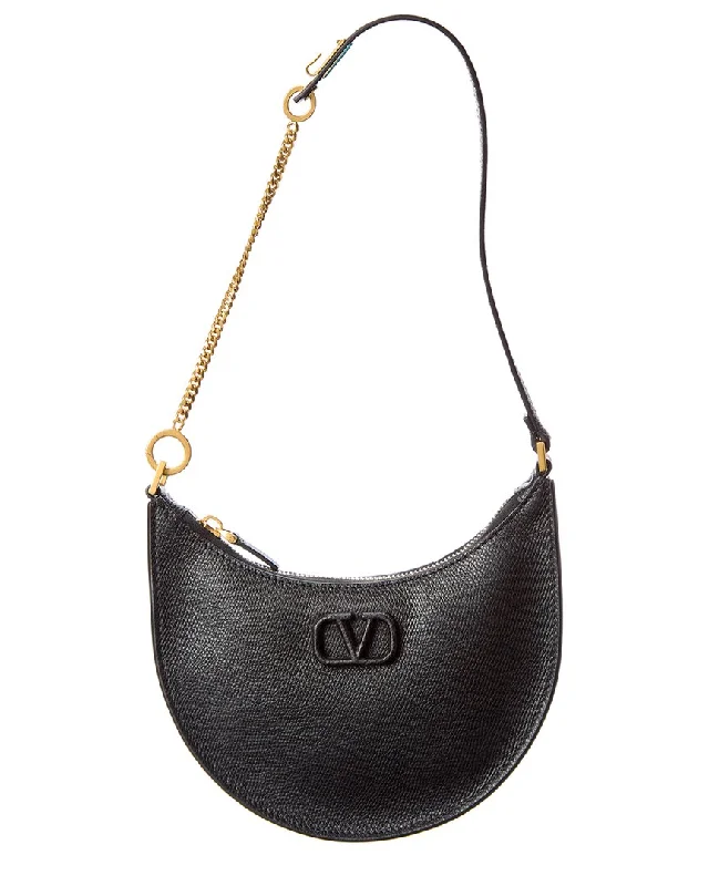 Valentino VLogo Grainy Leather Hobo Bag