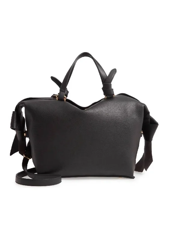 Vegan Satchel With Knotted Detail In Black