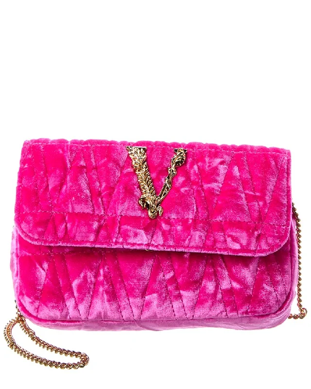 Versace Virtus Mini Velvet Shoulder Bag