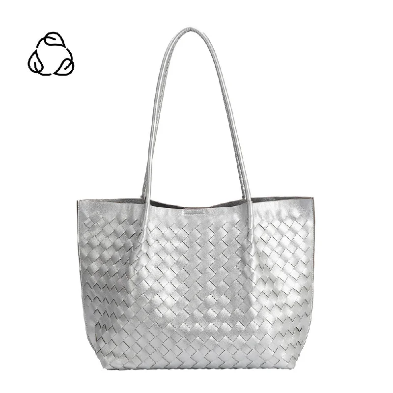 Victoria Silver Medium Recycled Vegan Tote Bag