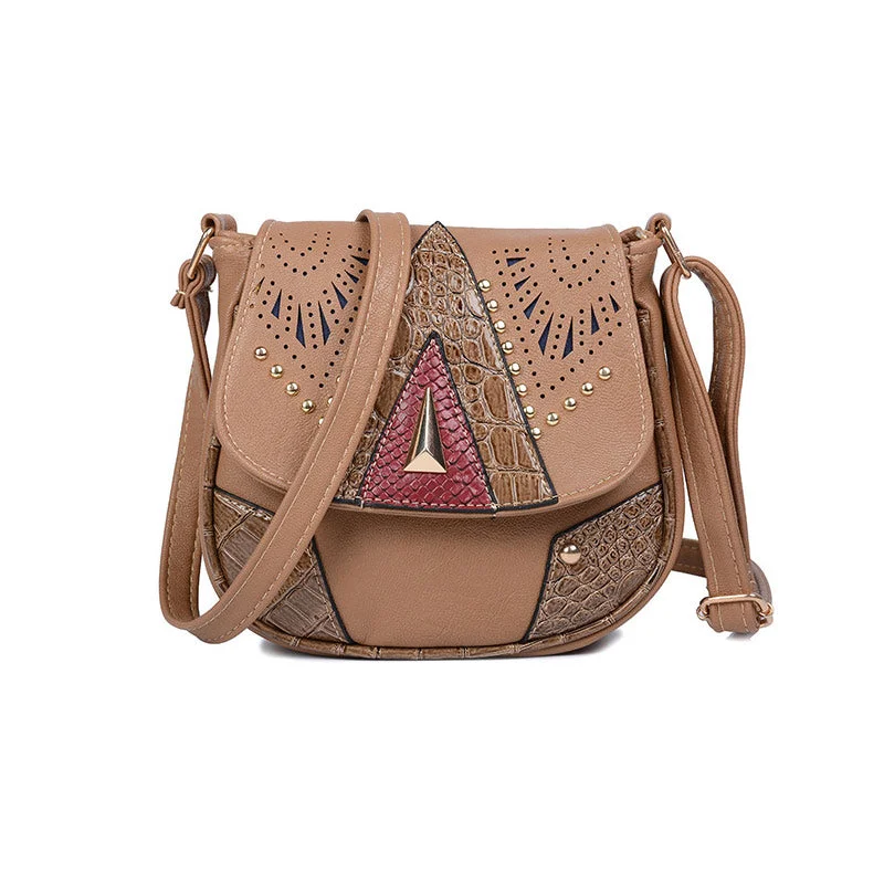 Vintage Women Girls Hollow Out Shoulder Bag PU Leather Crossbody Bags Messenger Bags Handbag Popular