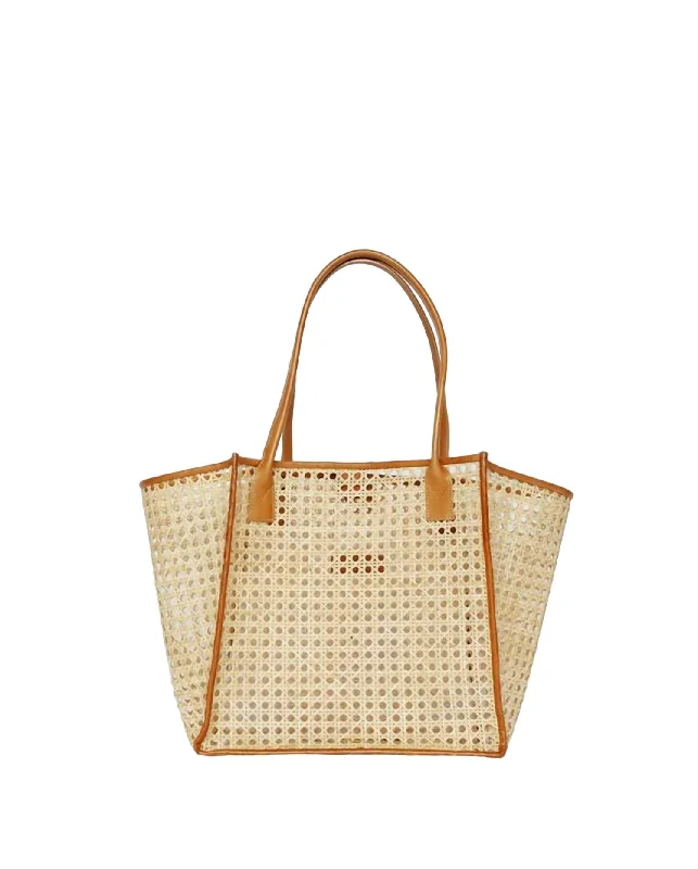 Women Rosa Tote Bag In Caramel Rattan