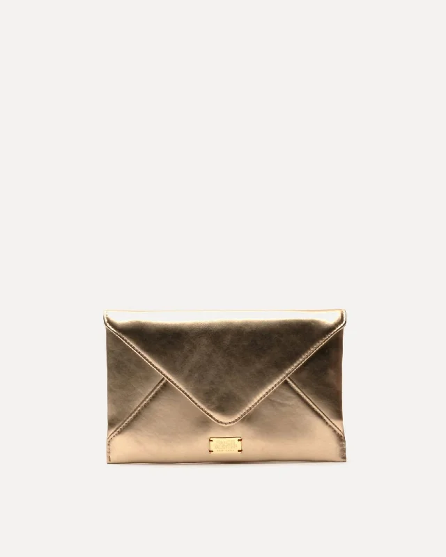 Women's Evie Envelope Nappa Leather Clutch In Gold