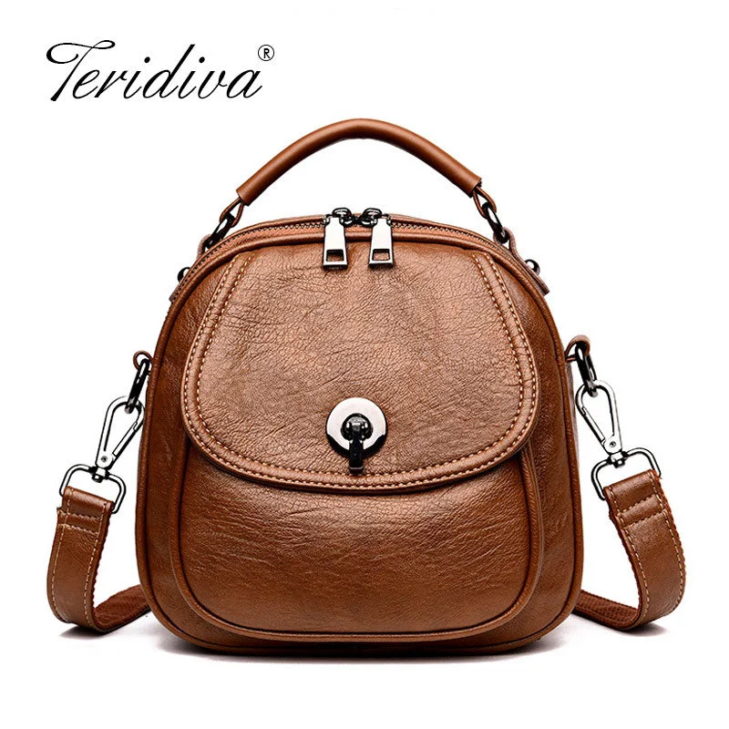 Women's Leather Handbag Female Lovely Small Crossbody Casual Shoulder Bags for Women Simple Messenger Purse Mochilas Mujer